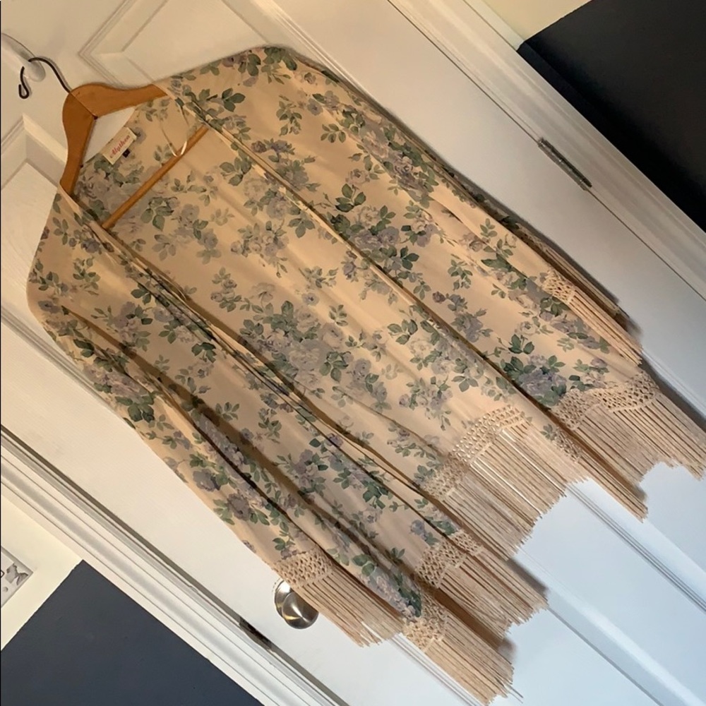 Large Fringed Kimono Cardigan - NWOT - Size L